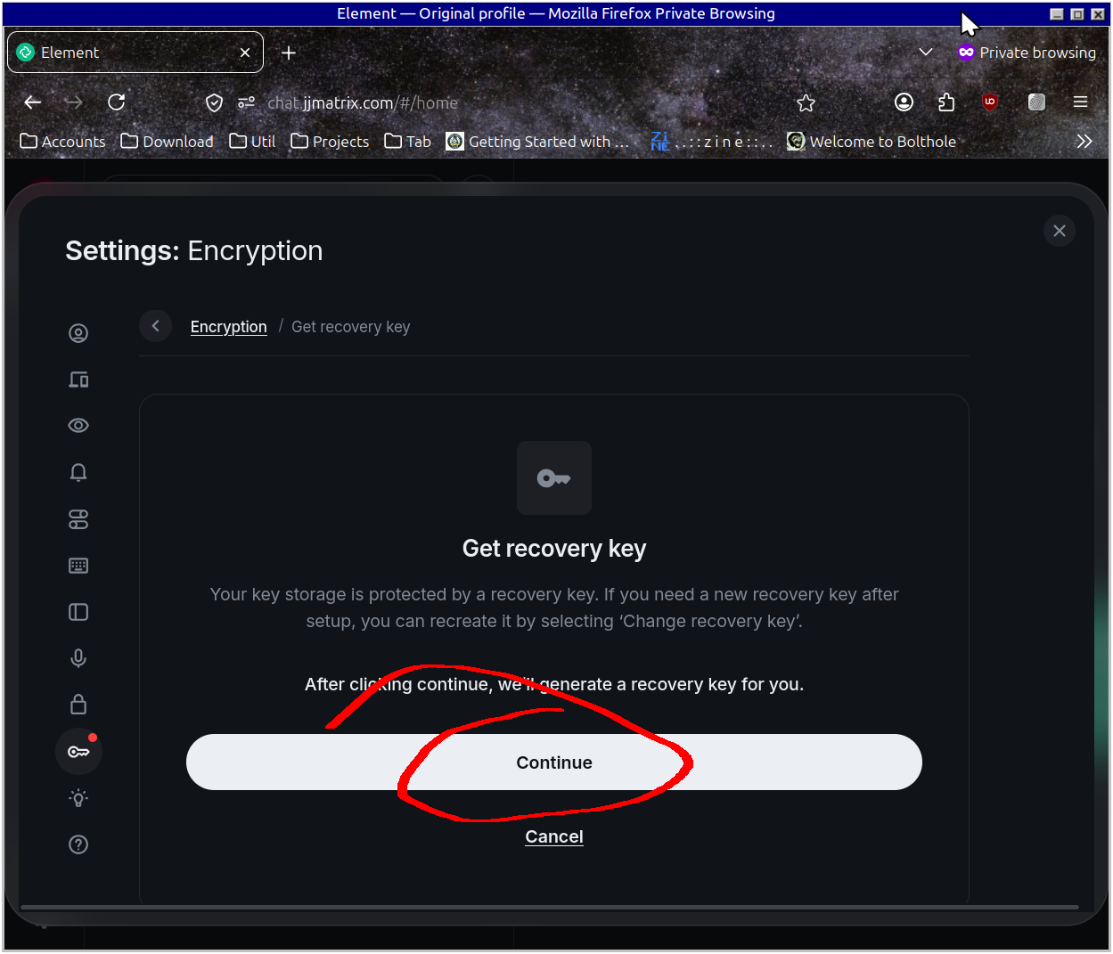 jjmatrix-may2026-generate-recovery-key.png