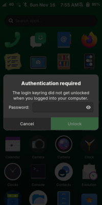 Login keyring requiring a password