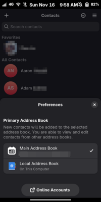 The Address Book can use a CalDAV account to sync contacts
