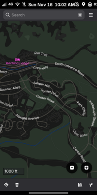 Gnome Maps showing the area around the Grand Canyon South Rim