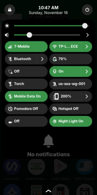 Gutter/pull-down menu showing options that are easily available